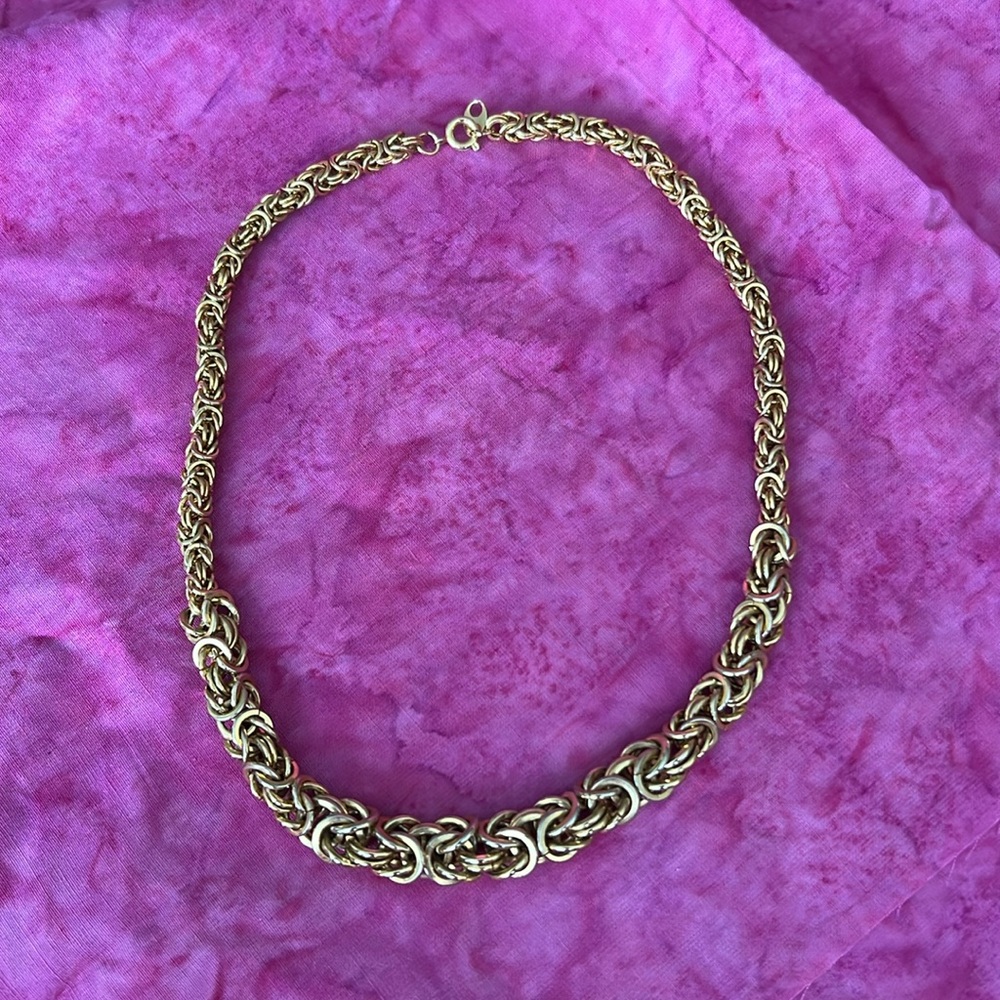 Gold tone Byzantine Chain Necklace
